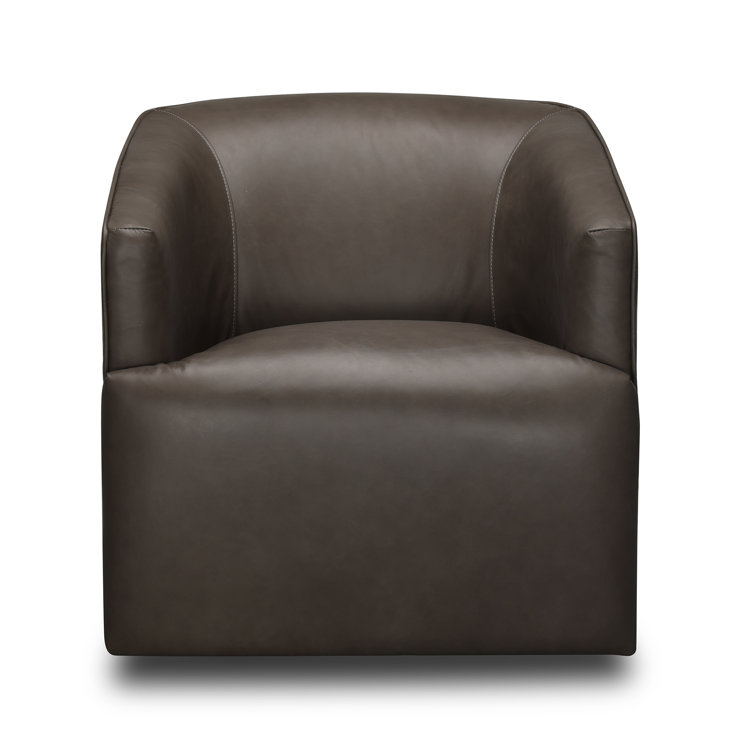 Winslow Genuine Leather Swivel Barrel Chair & Reviews Birch Lane